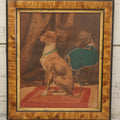 Lot 043 - Antique Chromolithograph Print Of Two Italian Greyhound Dogs With Suspicious Expressions, In Frame, 12" x 14"