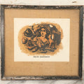 Lot 045 - Vintage Hairdresser Decorative Art Screen Printed On Faux Leather With Burlap Mat, In Frame, 11-3/4" x 10-5/8"