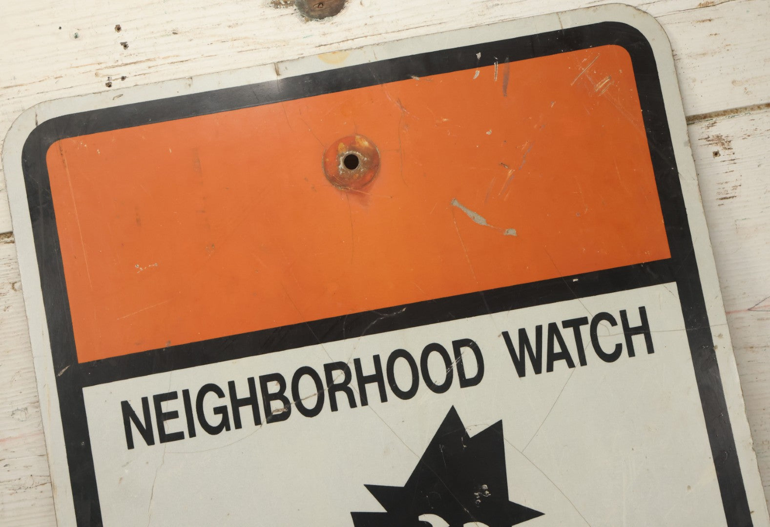 Lot 046 - Vintage Neighborhood Crime Watch Fitchburg Police Road Sign With Boris The Burglar Character, Metal Sign, 18" x 24"