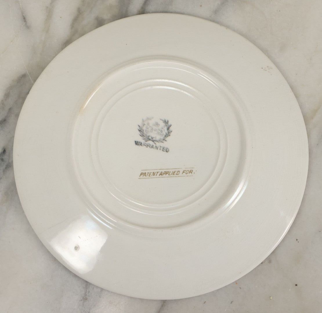 Lot 050 - Antique Transferware Porcelain Plate Commemorating The Us Battleship Maine, Destroyed In Havana Harbor, Cuba, 1898, "Remember The Maine", Hallmarked On Verso, 8-1/2" Diameter