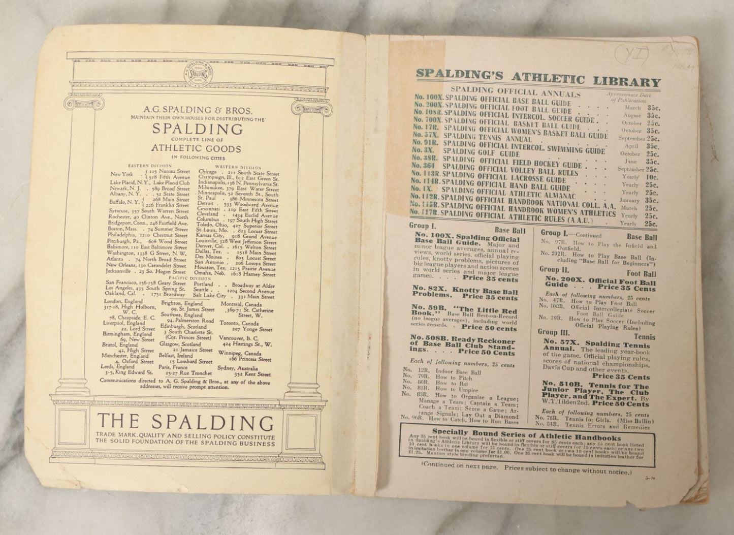 Lot 058 - "Spalding's Athletic Library No. 25B, Boxing, Complete Illustrated Instructions In The Art Of Self Defense", Vintage Boxing Booklet, With Many Photographs And Illustrations, Copyright 1926 By American Sports Publishing Co., Note Wear