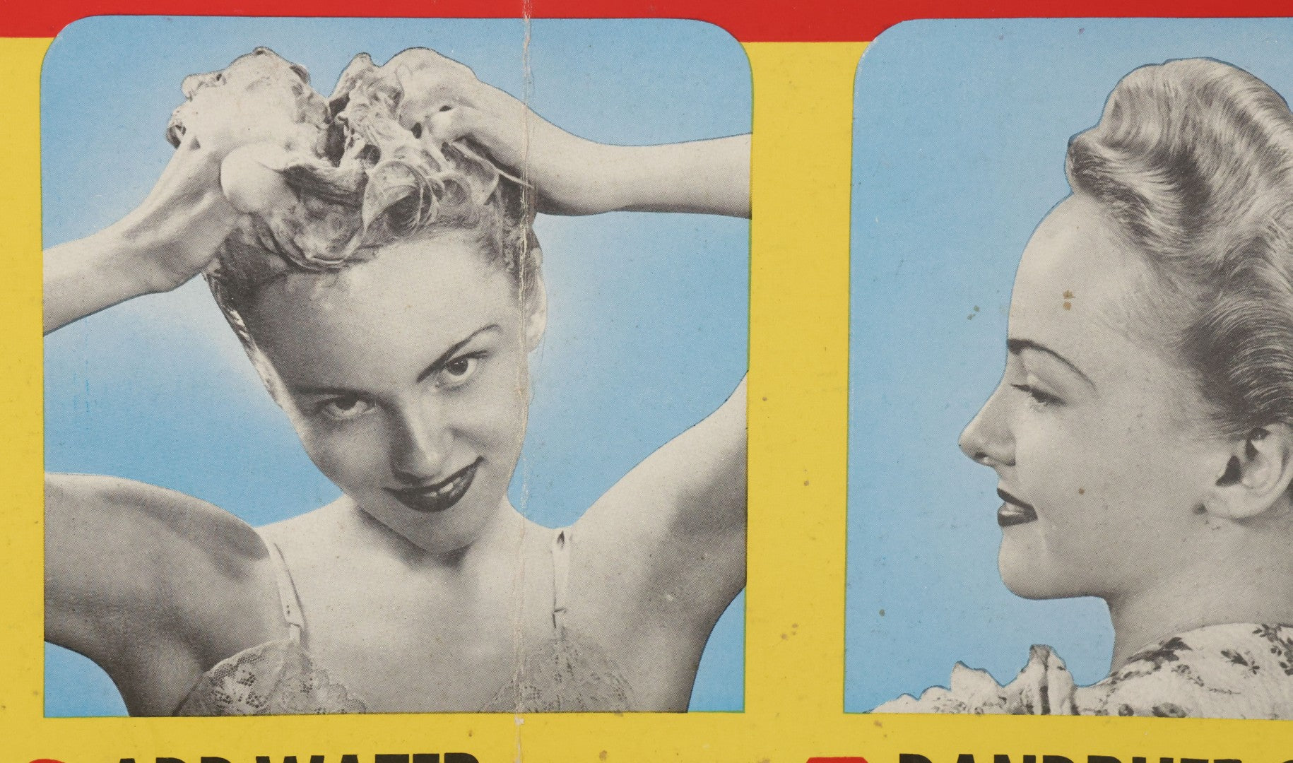 Lot 059 - Vintage Lithographed Subway Advertisement, Poster For Fitch's Dandruff Remover Shampoo And Radio Stations W.N.A.C And W.B.Z., Printed In U.S.A., Note Fold Down Center And Small Tear, 28" x 11"