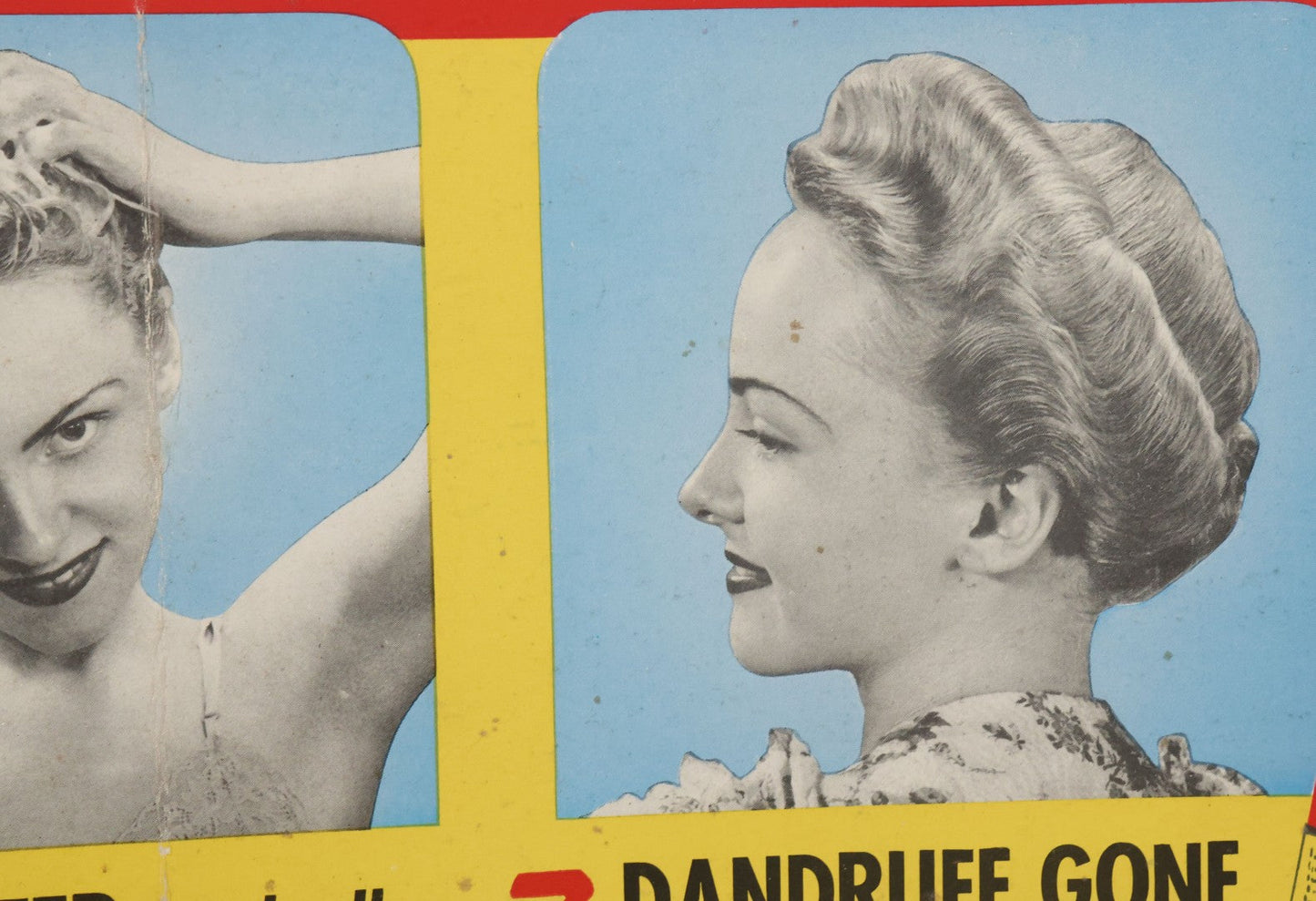 Lot 059 - Vintage Lithographed Subway Advertisement, Poster For Fitch's Dandruff Remover Shampoo And Radio Stations W.N.A.C And W.B.Z., Printed In U.S.A., Note Fold Down Center And Small Tear, 28" x 11"