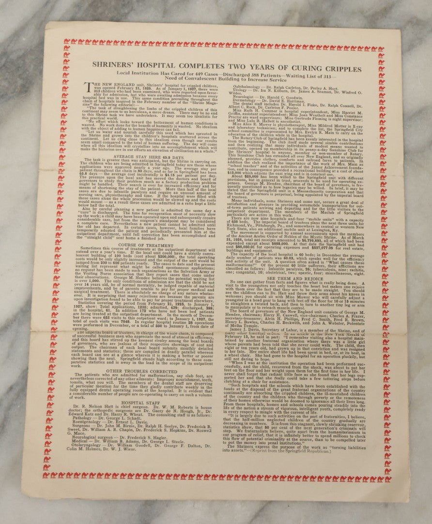 Lot 060 - Vintage Aleppo Temple Ceremonial Shriners Freemasons Pamphlet March 1927, With Egyptian Motif, Note Tear