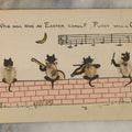 Lot 063 - Single Antique Postcard "Who Will Sing An Easter Carol? Pussy Will-O" Cat Illustration With Real Pussywillow Specimans, Published By C.O. Tucker, Boston