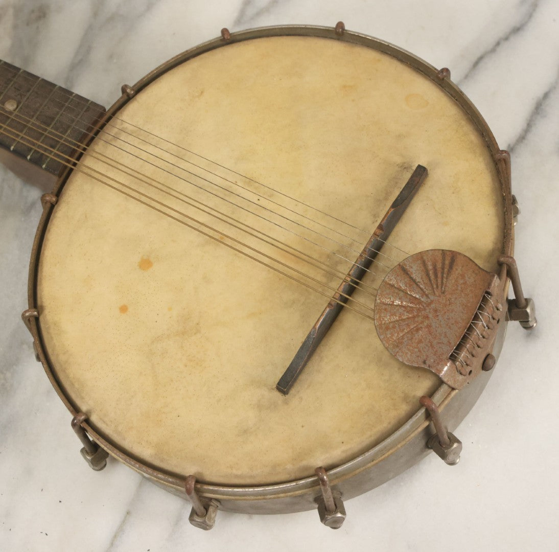 Lot 066 - Vintage 8 String Mandolin Ukulele Banjo Mandolele, All Strings Present But Likely Needs Restrung, Tuning, Refurbishment, Not Tested, 22" Long