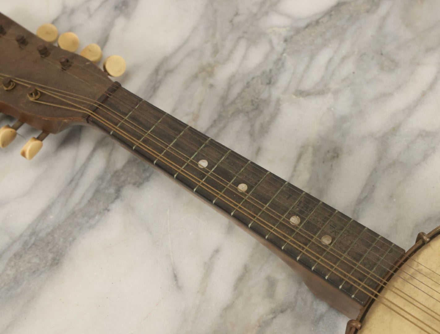 Lot 066 - Vintage 8 String Mandolin Ukulele Banjo Mandolele, All Strings Present But Likely Needs Restrung, Tuning, Refurbishment, Not Tested, 22" Long