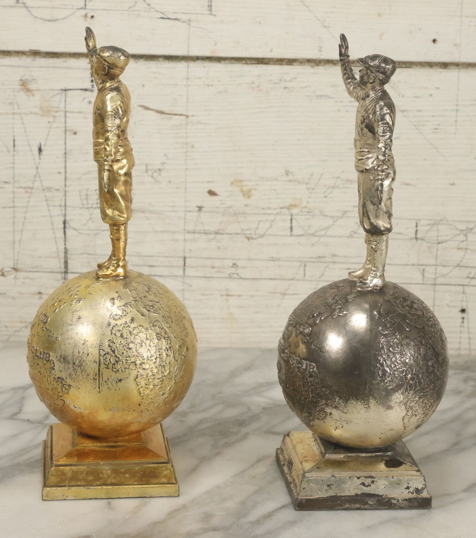 Lot 072 - Pair Of Vintage Automobile Club Michigan A.A.A. "Excellent Service And Safety Activity" Trophies, One In Gold Finish, One In Silver Finish, 10-1/4" Tall