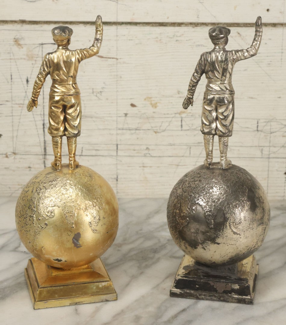 Lot 072 - Pair Of Vintage Automobile Club Michigan A.A.A. "Excellent Service And Safety Activity" Trophies, One In Gold Finish, One In Silver Finish, 10-1/4" Tall