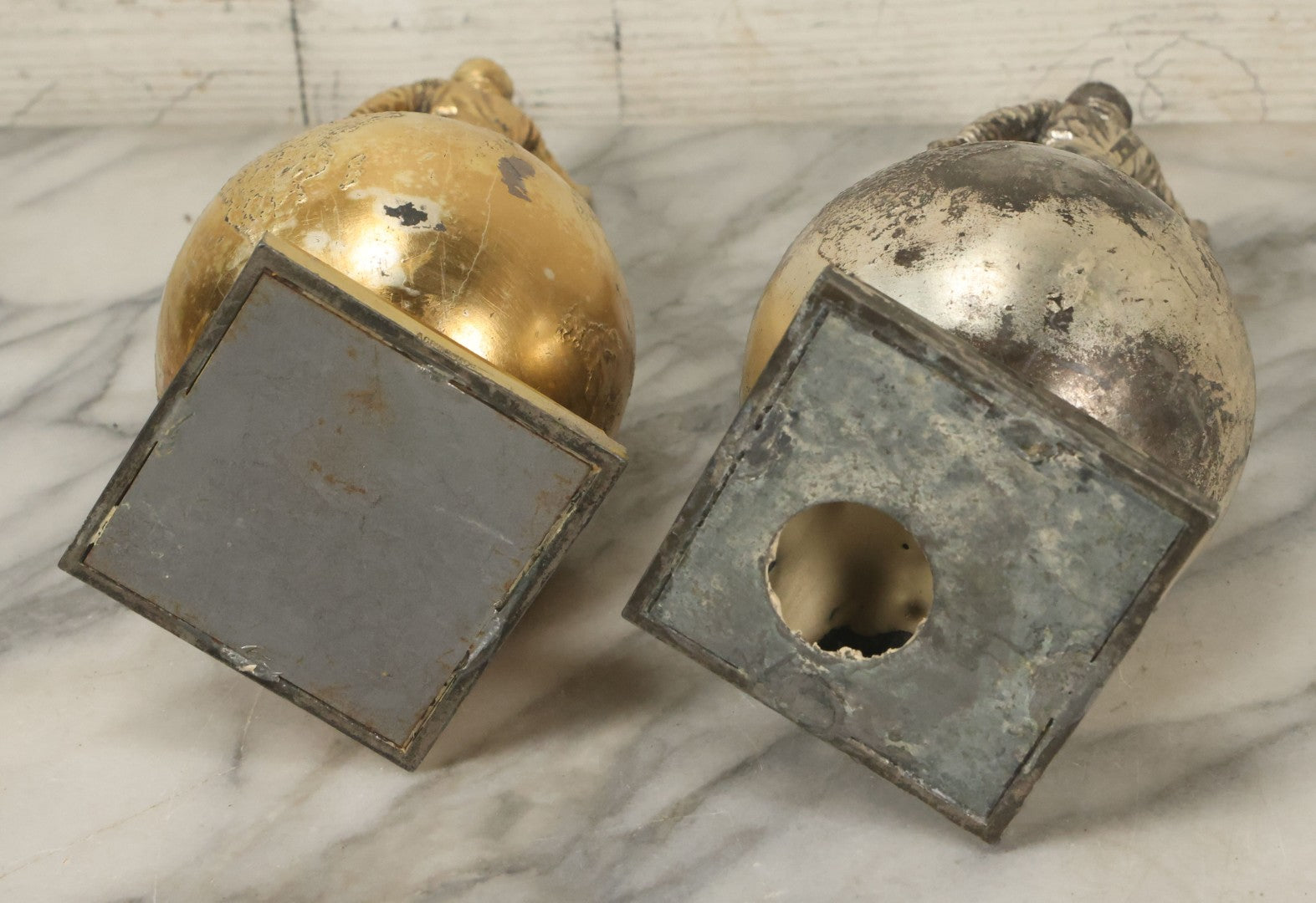 Lot 072 - Pair Of Vintage Automobile Club Michigan A.A.A. "Excellent Service And Safety Activity" Trophies, One In Gold Finish, One In Silver Finish, 10-1/4" Tall