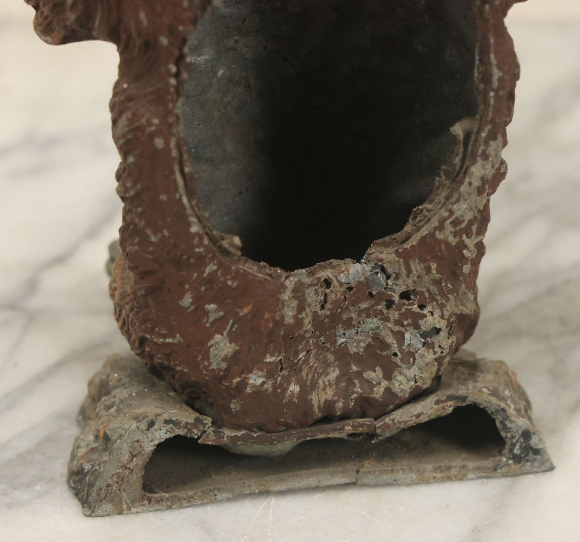 Lot 075 - Antique Cold Painted White Metal Brown Bear Novelty Statue Fragment As Found, 7" Height