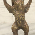 Lot 076 - Vintage Solid Brass Brown Bear Door Knocker With Remnants Of Old Paint And Tapered Mounting Holes, 4-3/8" Height