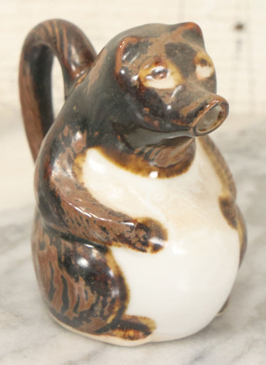 Lot 094 - Vintage Porcelain Chubby Brown Bear Creamer With Handle, Unmarked