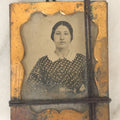 Lot 102 - Antique 1/9th Plate Ambrotype Photograph Of Young Woman In Spotted Dress With White Collar, Uncased And Tied With String, As Found
