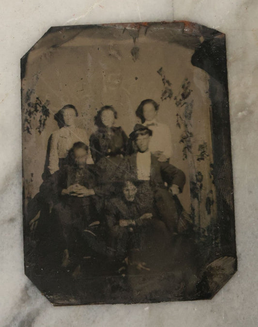 Lot 116 - Single Antique Tintype Photograph Of Six Blurry Friends At Coney Island, New York