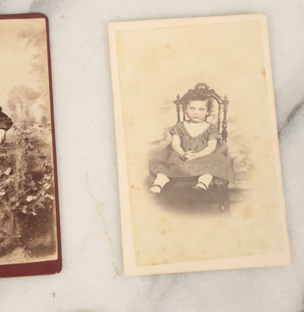 Lot 120 - Grouping Of 17 Antique Carte De Visite C.D.V. Photographs Of Men, Women And Children, Including Mother With Tiny Baby And Boy With Pink Tinted Bowtie