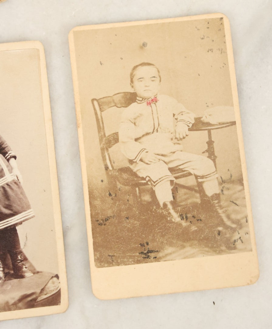 Lot 120 - Grouping Of 17 Antique Carte De Visite C.D.V. Photographs Of Men, Women And Children, Including Mother With Tiny Baby And Boy With Pink Tinted Bowtie