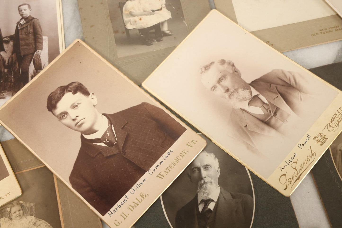 Lot 121 - Grouping Of 23 Antique Cabinet Card And Boarded Photographs Of Men, Women And Children, Including Class Of Graduates From Waterbury, Vermont