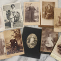 Lot 127 - Grouping Of 10 Antique And Vintage Cabinet Card And Other Photographs Including Little Girl With Hula Hoop, Men With Bowler Hats, Girl With Flower Basket, Girl In Foliage, And Little Boy Dressed As Cowboy