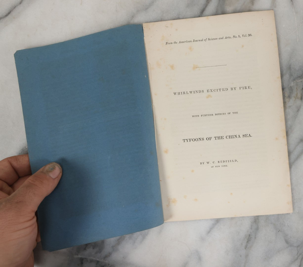 Lot 133 - Antique Booklet "Whirlwinds And Typhoons: Wildwinds Excited By Fire, Typhoons Of The China Sea" By W.C. Redfield, From The American Journal Of Science And Arts, New York