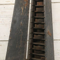 Lot 006 - Antique Industrial Salvage Decor Graduated Cast Iron Gear Tapered Wooden Storage Box, With Dividing Shelves And Contents, With Hinged Door, As Found, Dimensions In Description