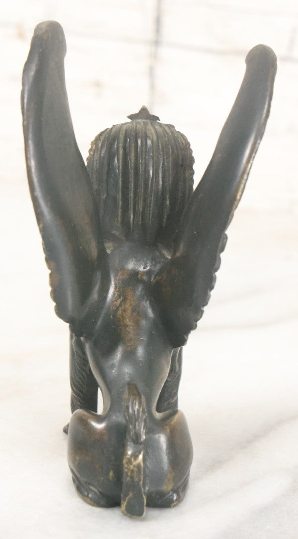 Lot 012 - Antique Cast Metal (Likely Bronze) Egyptian Revival Sphinx Figurine, Height 4-3/8"