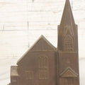 Lot 013 - Antique Single Cast Metal Church Bookend Figurine With Steeple With Cross