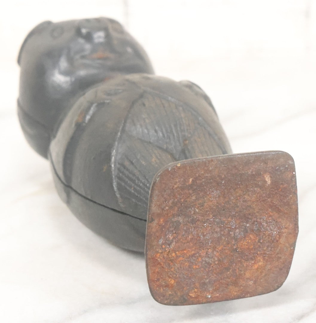 Lot 015 - Vintage Reproduction Cast Iron Pig In Suit Piggy Still Bank In Black Paint