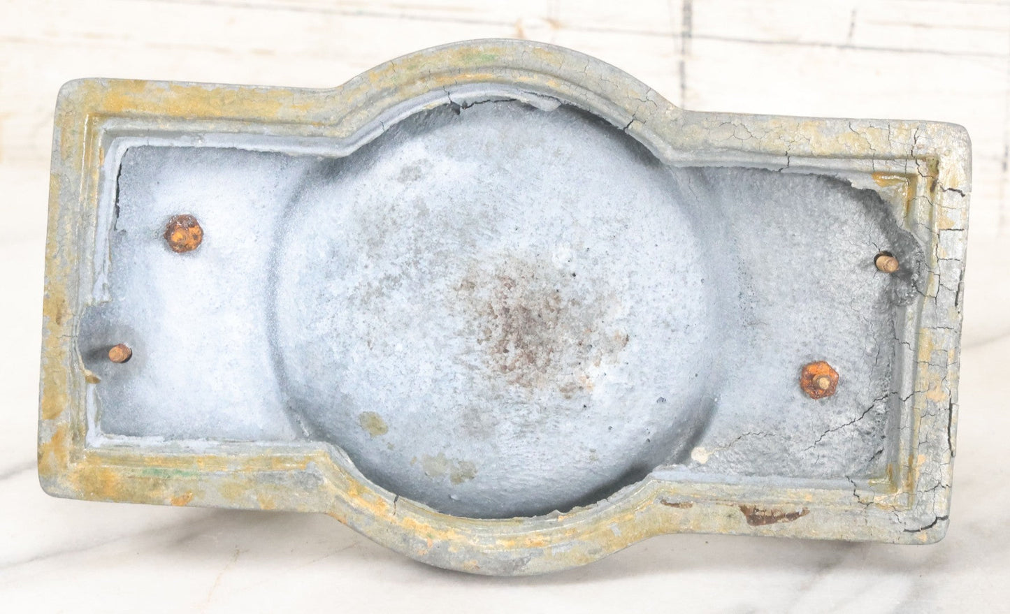 Lot 018 - Vintage Cast Pot Metal Elephant Trinket Dish And Amethyst Glass Insert, Note Various Wear, Cracks