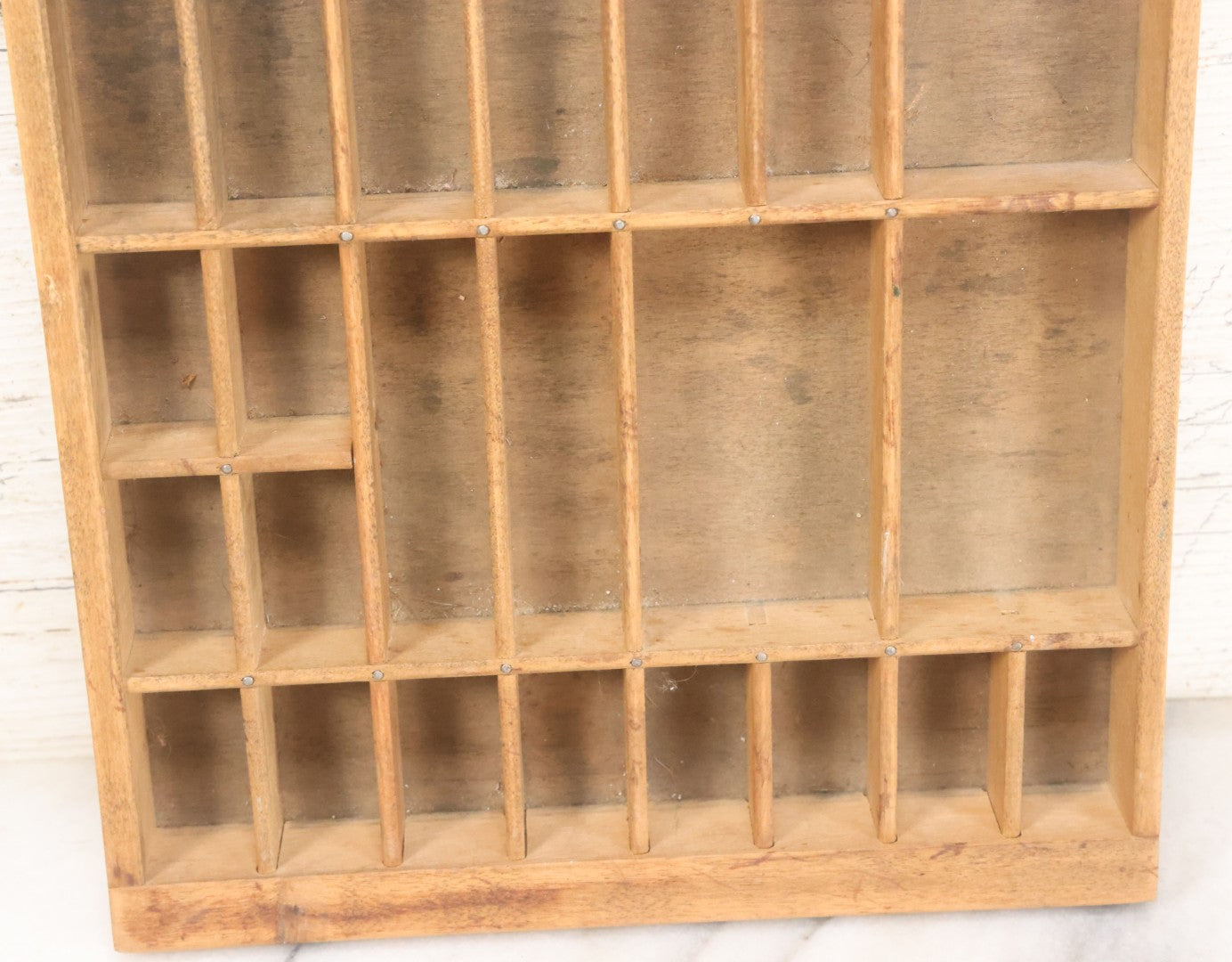 Lot 022 - Antique Hamilton Print Letterpress Type Dividing Drawer Tray, Cut Down To Size, 10-3/8" x 17-3/8" With Handle