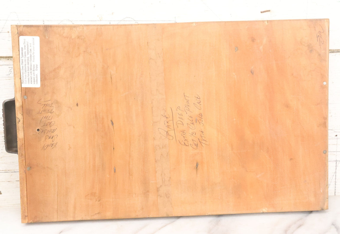 Lot 022 - Antique Hamilton Print Letterpress Type Dividing Drawer Tray, Cut Down To Size, 10-3/8" x 17-3/8" With Handle