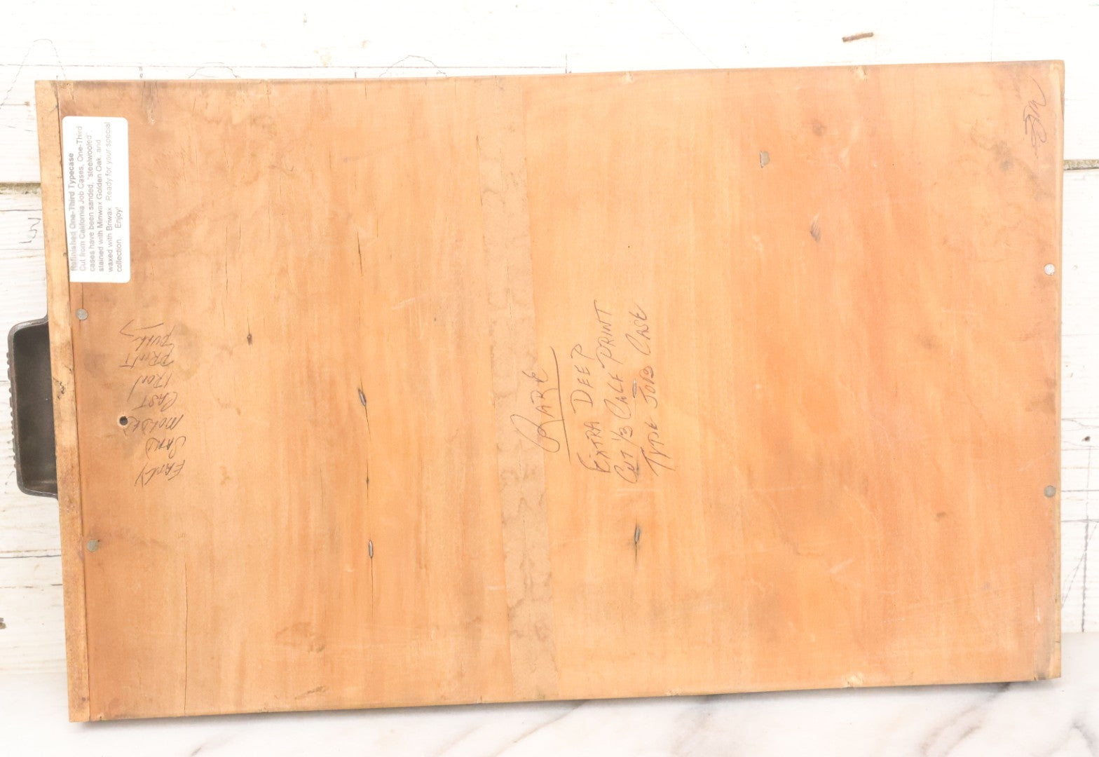 Lot 022 - Antique Hamilton Print Letterpress Type Dividing Drawer Tray, Cut Down To Size, 10-3/8" x 17-3/8" With Handle