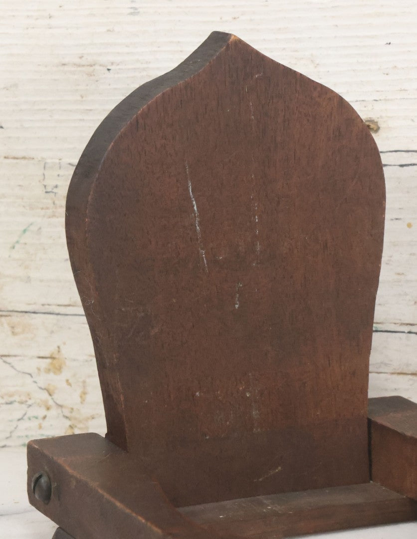 Lot 023 - Antique Hand Carved Wooden Arts And Crafts Folding Bookstand With Flower Motif, 20" x 6"