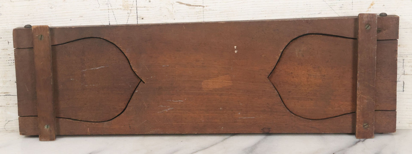 Lot 023 - Antique Hand Carved Wooden Arts And Crafts Folding Bookstand With Flower Motif, 20" x 6"