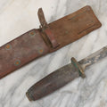 Lot 027 - Vintage Hunting Knife With Leather Sheath, Maker's Mark Worn Away, 5-1/4" Blade Length