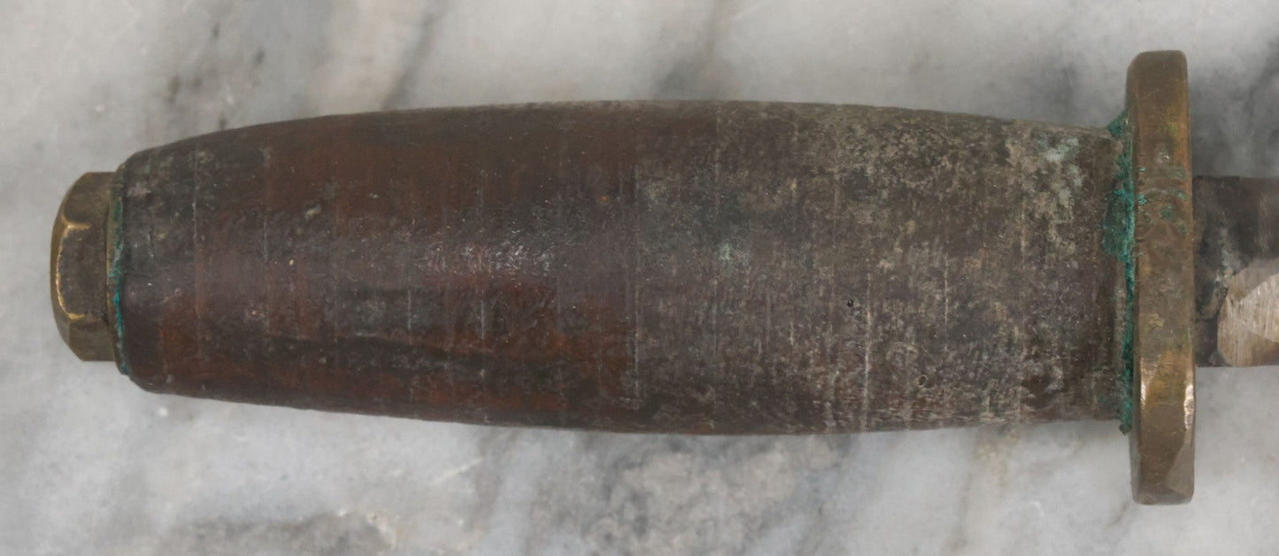 Lot 027 - Vintage Hunting Knife With Leather Sheath, Maker's Mark Worn Away, 5-1/4" Blade Length