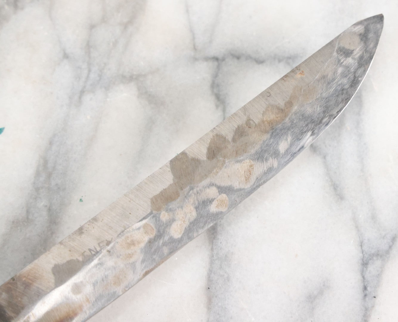 Lot 027 - Vintage Hunting Knife With Leather Sheath, Maker's Mark Worn Away, 5-1/4" Blade Length