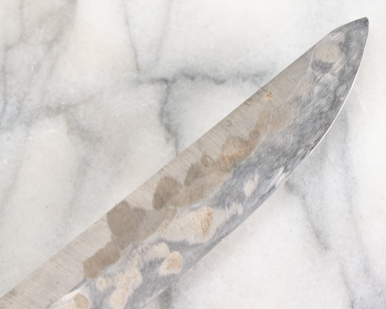 Lot 027 - Vintage Hunting Knife With Leather Sheath, Maker's Mark Worn Away, 5-1/4" Blade Length