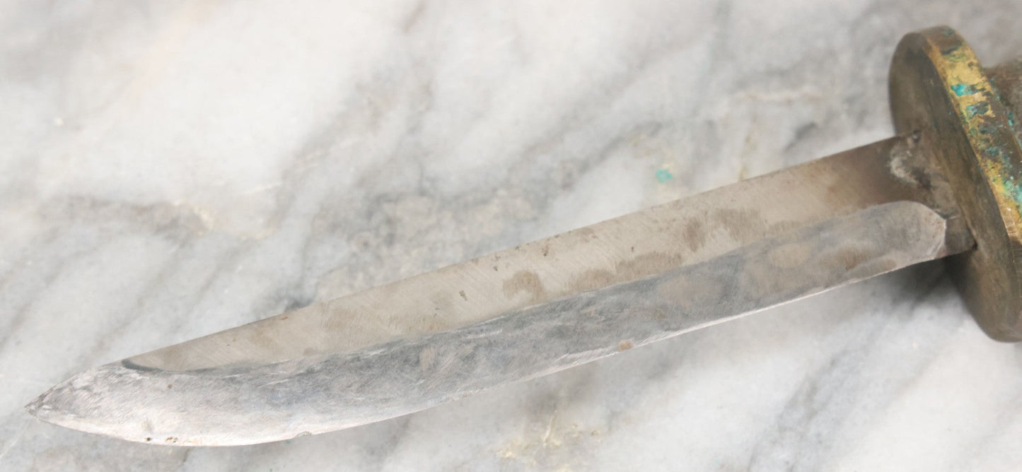 Lot 027 - Vintage Hunting Knife With Leather Sheath, Maker's Mark Worn Away, 5-1/4" Blade Length