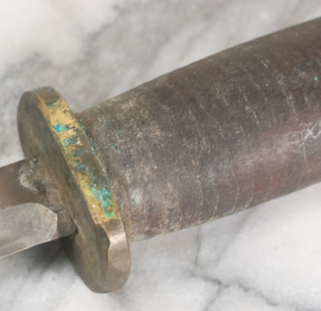 Lot 027 - Vintage Hunting Knife With Leather Sheath, Maker's Mark Worn Away, 5-1/4" Blade Length