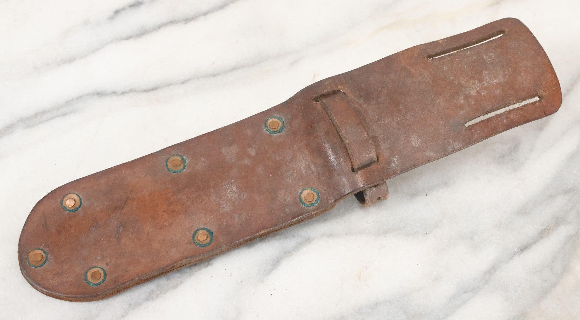 Lot 027 - Vintage Hunting Knife With Leather Sheath, Maker's Mark Worn Away, 5-1/4" Blade Length