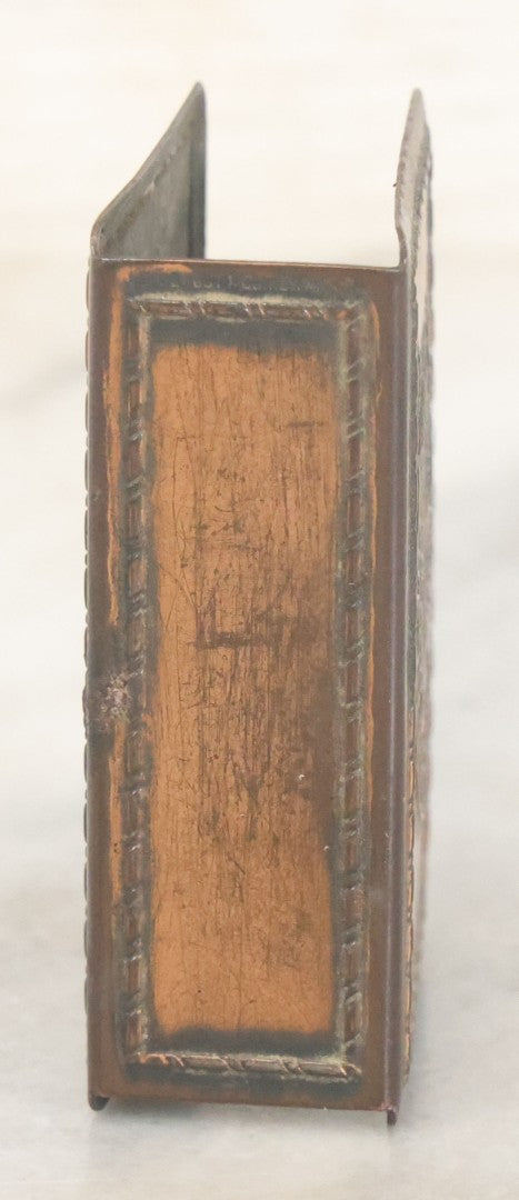 Lot 030 - Antique Indian Motorcycle "Power Plus, The New Indian Motor" Copper Advertising Matchbox Holder By Hendee Manufacturing Co., Springfield, Massachusetts, Circa 1916