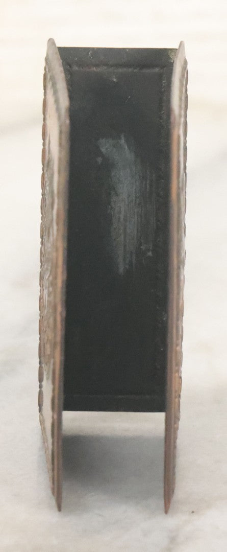 Lot 030 - Antique Indian Motorcycle "Power Plus, The New Indian Motor" Copper Advertising Matchbox Holder By Hendee Manufacturing Co., Springfield, Massachusetts, Circa 1916