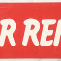 Lot 026 - Vintage Red For Rent Tin Tacker Sign With Smaltz Lettering, With Printed White Lettering, 14-1/8" x 6-1/8"