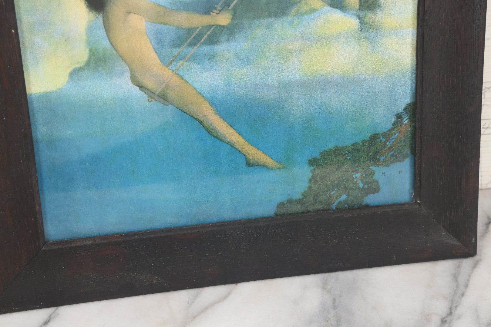 Lot 043 - Antique Maxfield Parrish Lithograph Print "The Dinky Bird" Chromolithograph, Illustrating Eugene Field's "Poems Of Childhood", Early 20th Century, 14-7/8" x 19" Framed