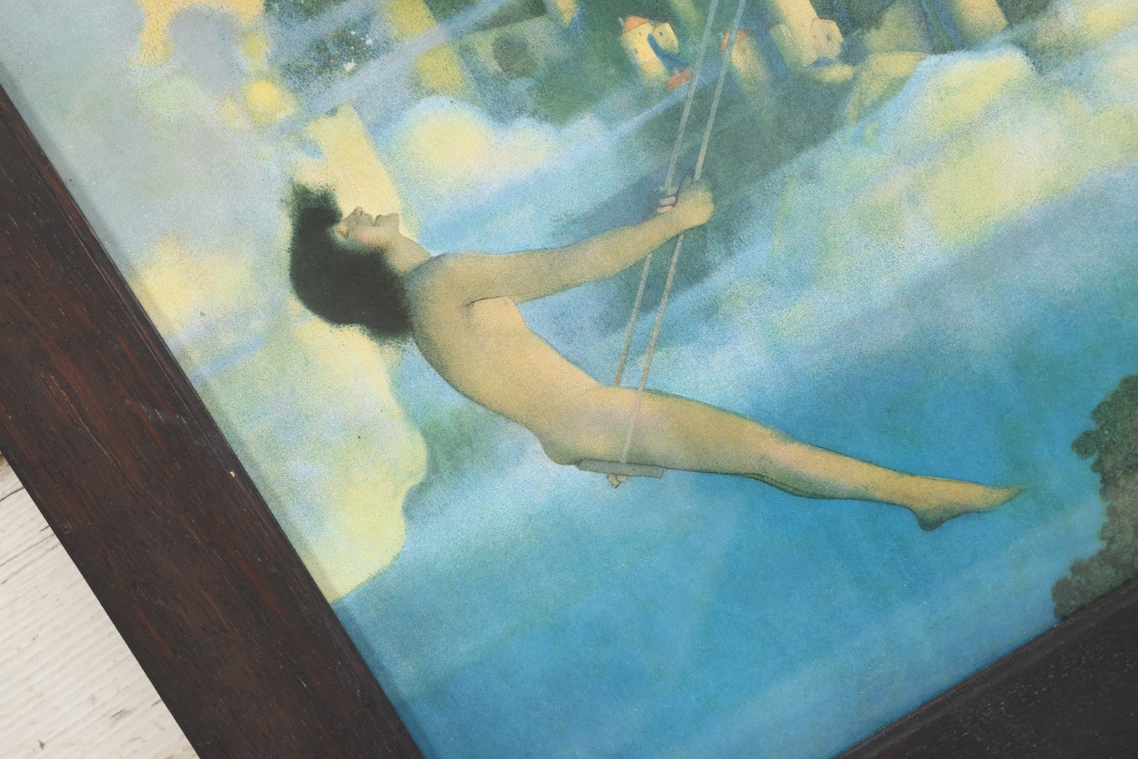 Lot 043 - Antique Maxfield Parrish Lithograph Print "The Dinky Bird" Chromolithograph, Illustrating Eugene Field's "Poems Of Childhood", Early 20th Century, 14-7/8" x 19" Framed