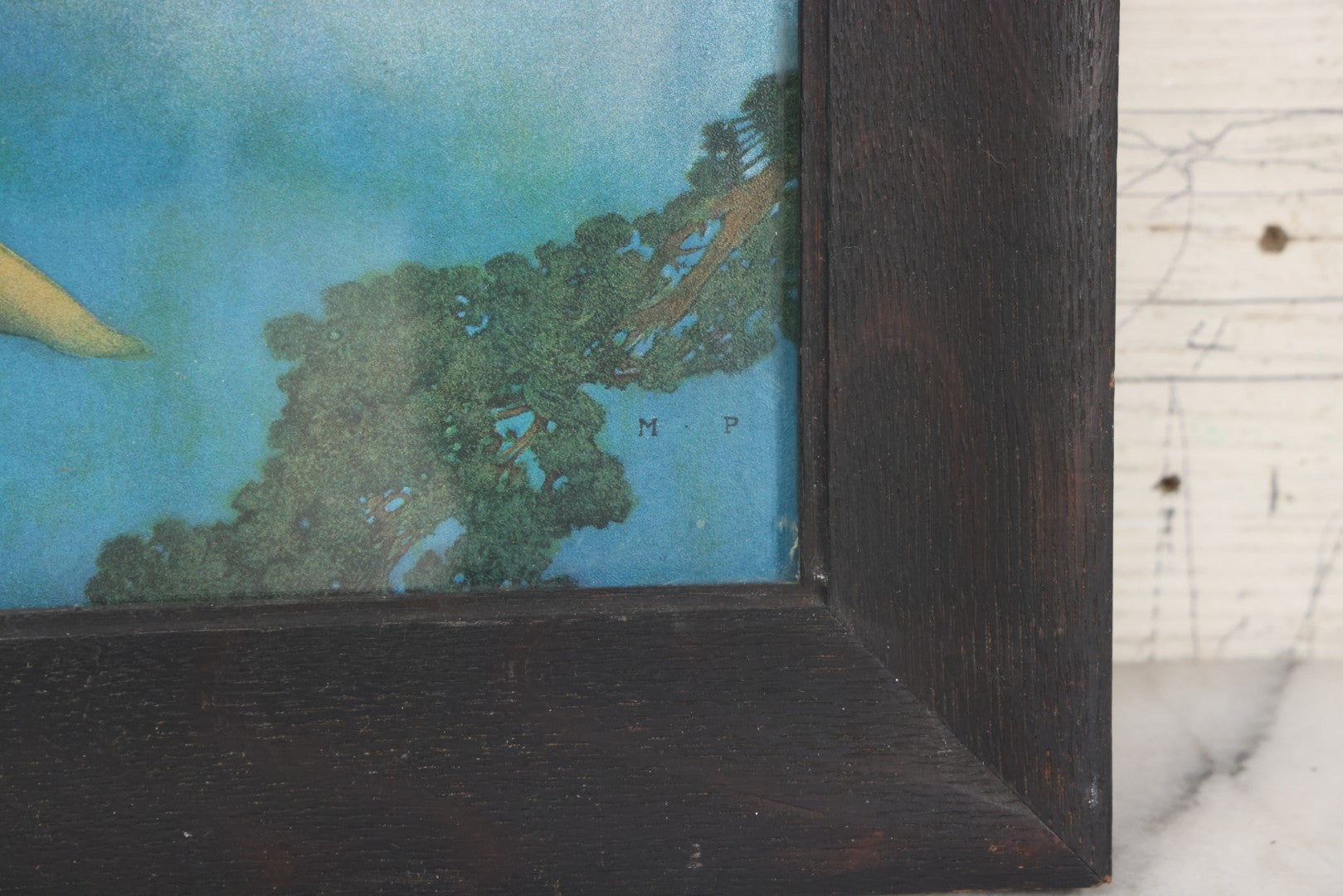 Lot 043 - Antique Maxfield Parrish Lithograph Print "The Dinky Bird" Chromolithograph, Illustrating Eugene Field's "Poems Of Childhood", Early 20th Century, 14-7/8" x 19" Framed