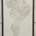 Lot 044 - Antique Pen And Ink Drawing After Charles Dana Gibson's "The Eternal Question" Sketched By Marjorie Marshall In 1908 For Marion Browne At Riverside Maine, Framed By W.W. Berry And Co. Waterville Maine, 11" x 20-3/4"