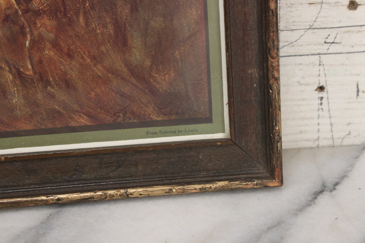 Lot 047 - Antique Print Of Lion And Lioness Titled Discretion Is The Better Part Of Valor, After A Painting By Lewis, Copyright 1916, The T.D.M. Co., Red Oak Iowa, Framed, 18-5/8" x 12-5/8"