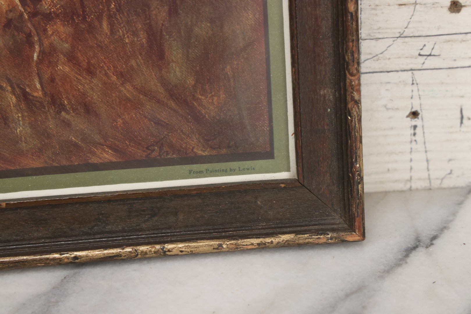 Lot 047 - Antique Print Of Lion And Lioness Titled Discretion Is The Better Part Of Valor, After A Painting By Lewis, Copyright 1916, The T.D.M. Co., Red Oak Iowa, Framed, 18-5/8" x 12-5/8"